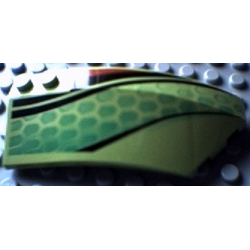 Wedge 8 x 3 x 2 Open Right with Red and Black Stripes and Green Scales Pattern Wedge 8 x 3 x 2 Open Right with Red and Black Stripes and Green Scales Pattern