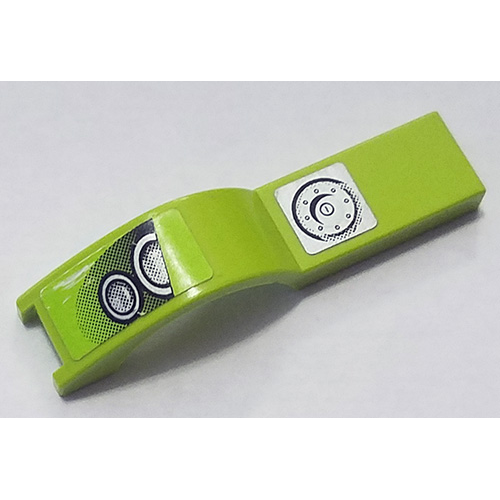 Деталь LEGO 50947pb032R Vehicle, Mudguard 1 x 4 1/2 with Silver Headlights and Fuel Cap Pattern Model Right Side (Stickers) - Set 8133