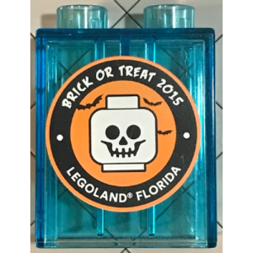 Деталь LEGO 4066pb493 Duplo, Brick 1 x 2 x 2 with Brick or Treat 2015 LEGOLAND Florida Pattern