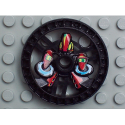 Technic, Disk 5 x 5 - RoboRider Talisman Wheel, Twin Saw Mold with Robot Pattern - Black Technic, Disk 5 x 5 - RoboRider Talisman Wheel, Twin Saw Mold with Robot Pattern - Black