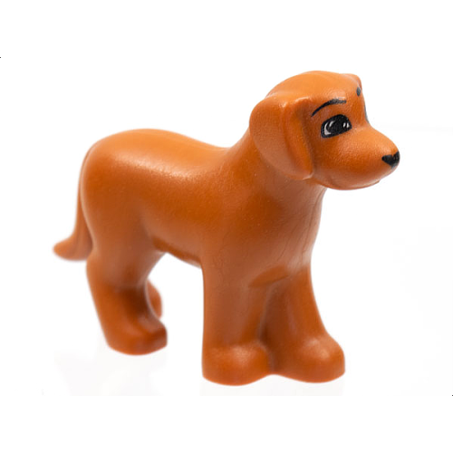 Деталь LEGO 6201pb01 Dog, Belville, Standing with Black Eyes, Eyebrows and Nose Pattern