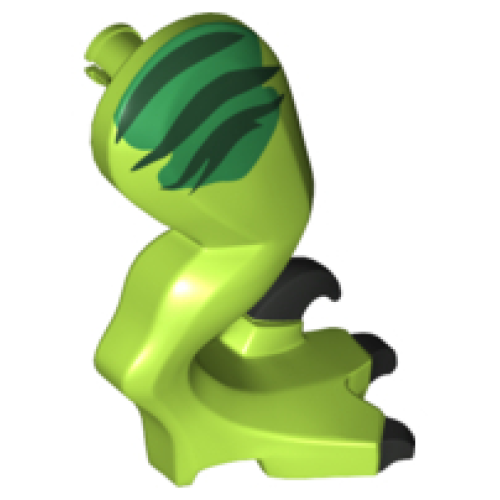 Деталь LEGO 98072pb09 Dinosaur Leg Large (Rear) Raptor Right with Pin with Black Claws and Dark Green Stripes over Green Pattern