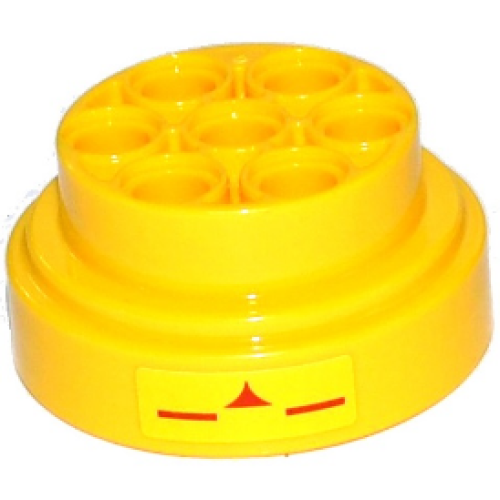 Деталь LEGO 60208pb04 Wheel 31mm D. x 15mm Technic with Red Triangle with Curved Sides and Lines Pattern on Both Sides (Stickers) - Set 75092