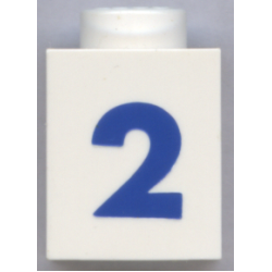 Brick 1 x 1 with Blue Number 2 Pattern (Bold Font)