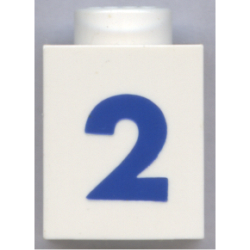 Деталь LEGO 3005pt2b Brick 1 x 1 with Blue Number 2 Pattern (Bold Font)