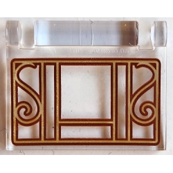 Minifigure, Utensil Book Cover with Gold and Reddish Brown Lattice and Ornaments Pattern Minifigure, Utensil Book Cover with Gold and Reddish Brown Lattice and Ornaments Pattern