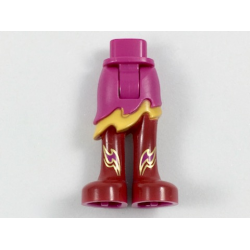 Mini Doll Hips and Asymmetric Layered Skirt Short, Medium Orange Ruffle, Long Dark Red Boots with Gold Fire Filigree Pattern - Thick Hinge Mini Doll Hips and Asymmetric Layered Skirt Short, Medium Orange Ruffle, Long Dark Red Boots with Gold Fire Filigree Pattern - Thick Hinge