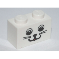 Brick 1 x 2 with Cat Face Pattern Brick 1 x 2 with Cat Face Pattern