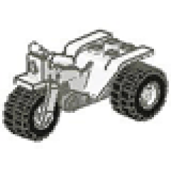 Tricycle with Dark Gray Chassis and White Wheels - Round Holes on Rear Wheels Tricycle with Dark Gray Chassis and White Wheels - Round Holes on Rear Wheels