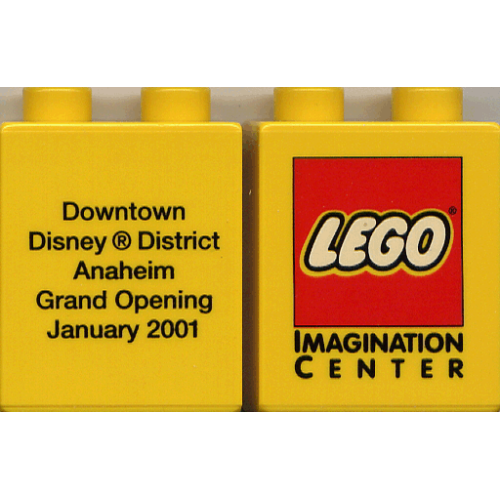 Деталь LEGO 4066pb022 Duplo, Brick 1 x 2 x 2 with Imagination Center Downtown Disney District Anaheim Grand Opening January 2001 Pattern
