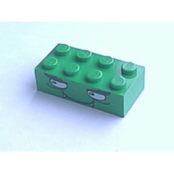 Brick 2 x 4 with Smiling Face with Fangs Pattern