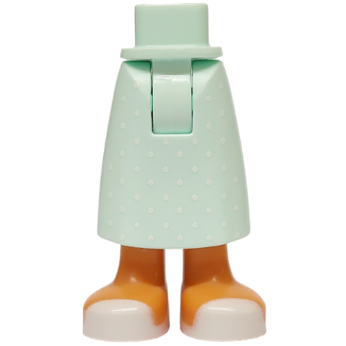Деталь LEGO 59595c00pb24 Mini Doll Hips and Skirt Long with Molded Nougat Legs and Printed White Dots and Sandals Pattern - Thick Hinge