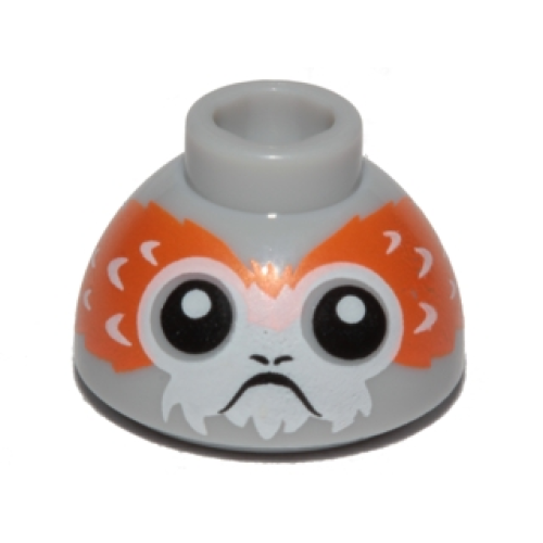 Деталь LEGO 20952pb02 Brick, Round 1 1/2 x 1 1/2 x 2/3 Dome Top with Porg Head Pattern