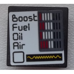 Road Sign 2 x 2 Square with Open O Clip with 'Boost', 'Fuel', 'Oil', 'Air' and Gauges Pattern (Sticker) - Set 75876