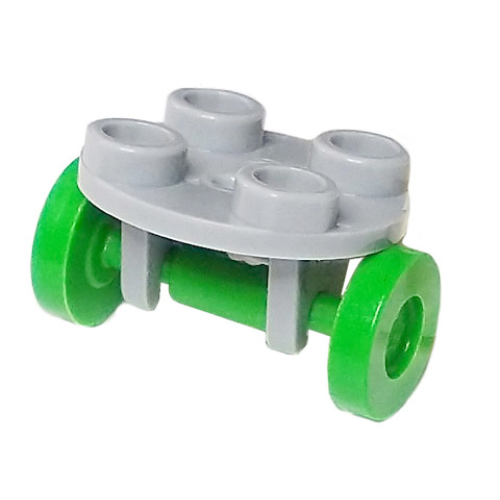 Деталь LEGO 2655c07 Plate, Round 2 x 2 Thin with Wheel Holder with Bright Green Wheels (2655 / 2496)