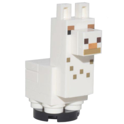 Minecraft Alpaca / Llama, Baby, White with Dark Tan Spots, Tile on Back - Brick Built