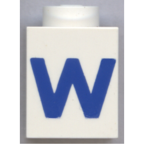 Деталь LEGO 3005ptWb Brick 1 x 1 with Blue Capital Letter W Pattern (Bold Font)