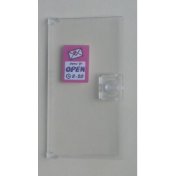 Door 1 x 4 x 6 with Stud Handle with 'OPEN 8-20' and Envelope with Red Heart Sign on Dark Pink Background Pattern (Sticker) - Set 41310 Door 1 x 4 x 6 with Stud Handle with 'OPEN 8-20' and Envelope with Red Heart Sign on Dark Pink Background Pattern (Sticker) - Set 41310
