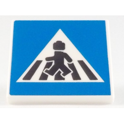 Road Sign 2 x 2 Square with Open O Clip with Crosswalk with Minifigure Pattern Road Sign 2 x 2 Square with Open O Clip with Crosswalk with Minifigure Pattern