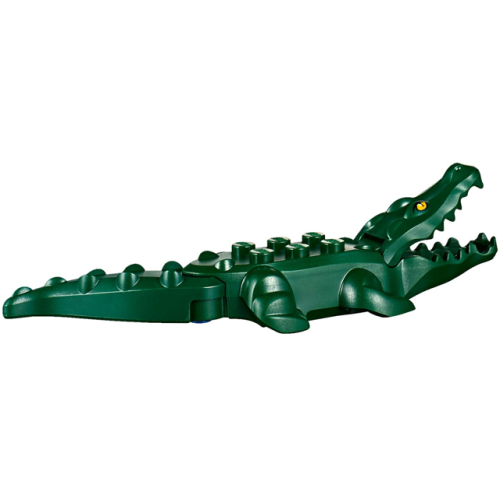 Деталь LEGO 18904c01pb01 Alligator / Crocodile with 20 Teeth with Yellow Eyes with White Glints Pattern with Blue Technic, Pin 1/2
