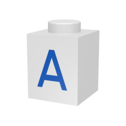 Brick 1 x 1 with Blue Capital Letter A Pattern Brick 1 x 1 with Blue Capital Letter A Pattern