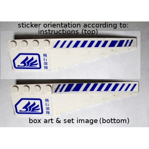Деталь LEGO 42060pb08 Wedge 12 x 3 Right with Blue Hash Lines and Square with Cut Corner Pattern (Stickers) - Set 7700