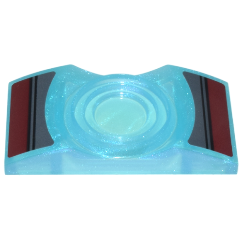 Деталь LEGO 1942pb01 Electric, Light Slope Curved 4 x 2 x 2/3 Double with Fresnel Lens with Black Lines on Dark Red and Dark Bluish Gray Background Pattern (Stickers) - Set 76210