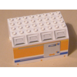 Aircraft Fuselage Middle Angular Top 6 x 8 x 4 with Door on Blue, Orange, and Yellow Stripes Pattern Aircraft Fuselage Middle Angular Top 6 x 8 x 4 with Door on Blue, Orange, and Yellow Stripes Pattern