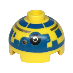 Brick, Round 2 x 2 Dome Top with SW New Republic Astromech Droid Blue and Silver Pattern