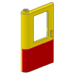 Door 1 x 4 x 5 Train Left, Thin Support at Bottom with Red Bottom Half Pattern Door 1 x 4 x 5 Train Left, Thin Support at Bottom with Red Bottom Half Pattern