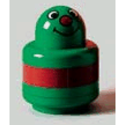 Primo Brick, Round Rattle 1 x 1 with Face and Red Stripe Pattern