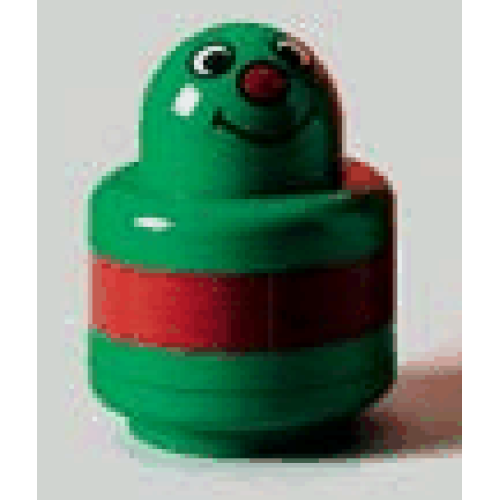 Деталь LEGO 31005pb20 Primo Brick, Round Rattle 1 x 1 with Face and Red Stripe Pattern