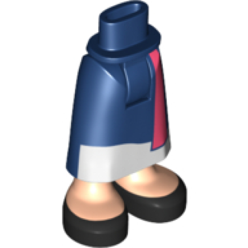 Деталь LEGO 59595c00pb03 Mini Doll Hips and Skirt Long with Molded Light Nougat Legs and Printed Coral Belt, White Hem and Black Shoes Pattern - Thick Hinge