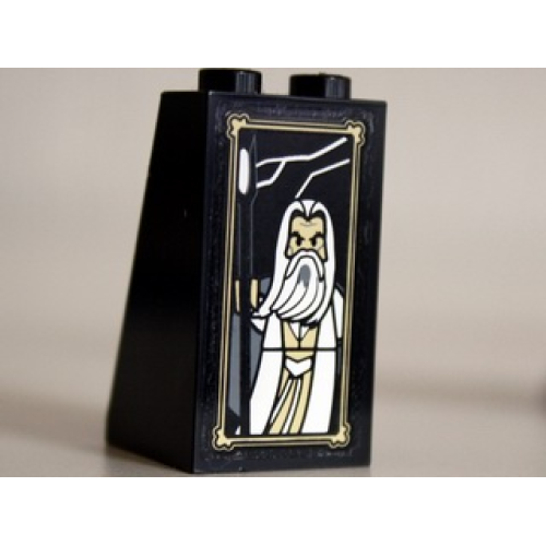 Деталь LEGO 3684cpb003 Slope 75 2 x 2 x 3 - Solid Studs with Portrait of Saruman the White Pattern (Sticker) - Set 10237