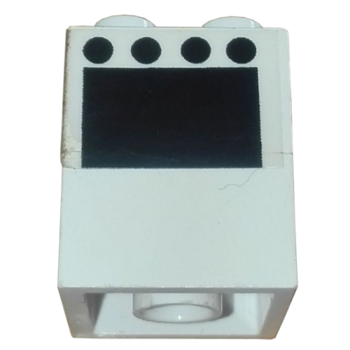 Деталь LEGO BA021pb03 Stickered Assembly 2 x 2 x 2 with 4 Black Circles and Rectangle Oven Door Pattern (Sticker) - Set 6365 - 2 Brick 2 x 2