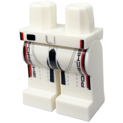 Hips and Legs with 'PORSCHE', Black and Red Stripes, and Silver Lines and Stitching Pattern Hips and Legs with 'PORSCHE', Black and Red Stripes, and Silver Lines and Stitching Pattern