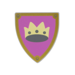 Minifigure, Shield Triangular Short with Crown on Light Purple Background with Gold Border Pattern Minifigure, Shield Triangular Short with Crown on Light Purple Background with Gold Border Pattern