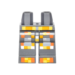 Hips and Legs with Pixelated Orange, Yellow and Silver Armor Pattern Hips and Legs with Pixelated Orange, Yellow and Silver Armor Pattern
