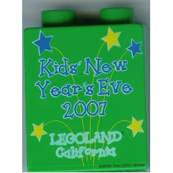 Duplo, Brick 1 x 2 x 2 with Kids' New Year's Eve 2007 Pattern Duplo, Brick 1 x 2 x 2 with Kids' New Year's Eve 2007 Pattern