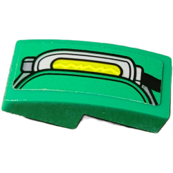 Slope, Curved 2 x 1 x 2/3 with Light Bluish Gray and Dark Bluish Gray Power Unit with Lime Center and Electricity Pattern Model Left Side (Sticker) - Set 76198 Slope, Curved 2 x 1 x 2/3 with Light Bluish Gray and Dark Bluish Gray Power Unit with Lime Center and Electricity Pattern Model Left Side (Sticker) - Set 76198