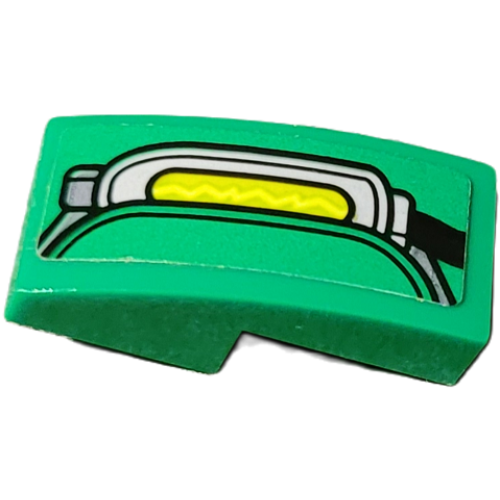 Деталь LEGO 11477pb201L Slope, Curved 2 x 1 x 2/3 with Light Bluish Gray and Dark Bluish Gray Power Unit with Lime Center and Electricity Pattern Model Left Side (Sticker) - Set 76198