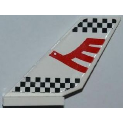 Деталь LEGO 6239pb034 Tail Shuttle with Red Airline Bird and Black Checkered Pattern on Both Sides (Stickers) - Set 7643