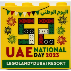 Brick 2 x 4 x 3 with LEGOLAND Dubai Resort 2023 52 UAE National Day Pattern