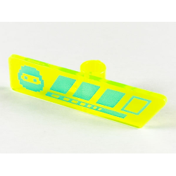 Minifigure, Utensil Gameplayer Label with Pixelated Medium Azure Ninja Head and Broken Stripe / Health Bar Pattern