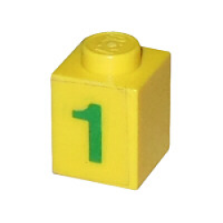 Brick 1 x 1 with Green Number 1 Pattern (Sticker) - Set 7740