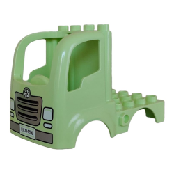 Duplo Car Body Truck 4 x 4 Flatbed with 4 Top Studs with Silver Grille and Bumper, White Headlights, and 'ECO456' Pattern Duplo Car Body Truck 4 x 4 Flatbed with 4 Top Studs with Silver Grille and Bumper, White Headlights, and 'ECO456' Pattern