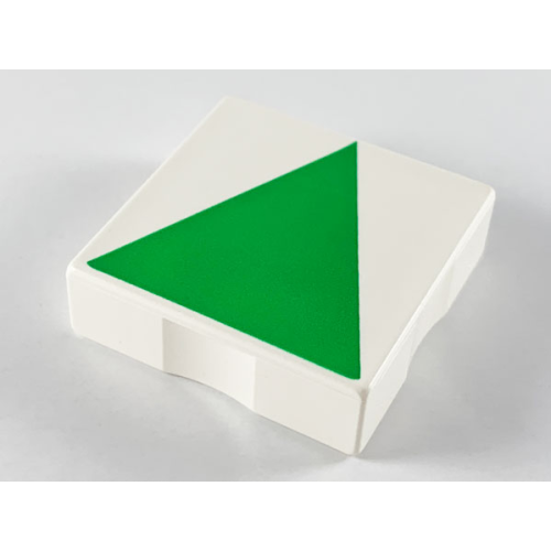 Деталь LEGO 6309p0h Duplo, Tile 2 x 2 with Shape Green Isosceles Triangle Pattern