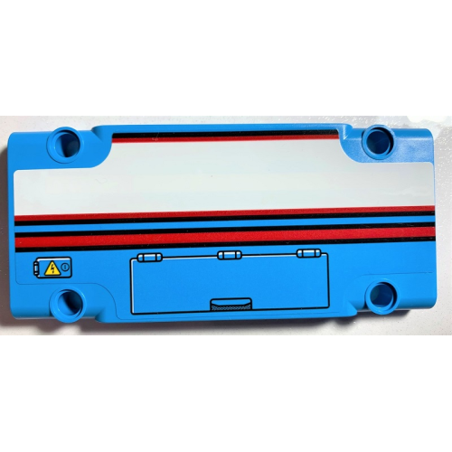 Деталь LEGO 64782pb057L Technic, Panel Plate 5 x 11 x 1 with Red Line, White Stripe Outlined in Red, Warning Sign and Hatch Pattern Model Left Side (Sticker) - Set 42070