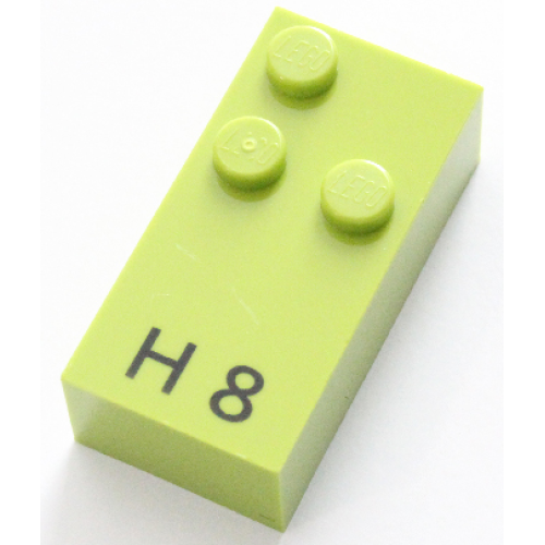 Деталь LEGO 60222pb01 Brick, Braille 2 x 4 with 3 Studs with Black Capital Letter H / Number 8 Pattern (dots-125 ⠓)