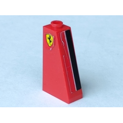 Slope 75 2 x 1 x 3 - Hollow Stud with Black and White Stripe and Ferrari Logo Pattern Model Left Side (Stickers) - Set 8156